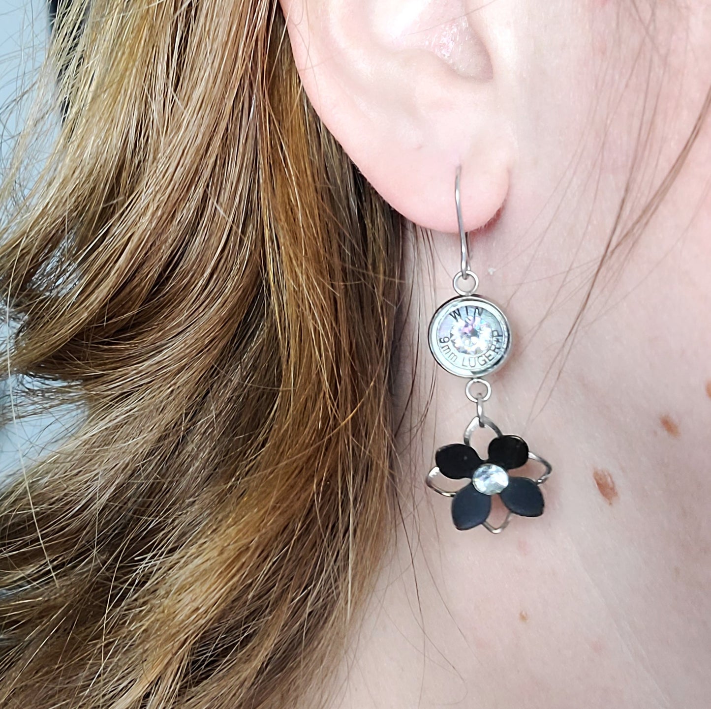 Black Daisy Earrings