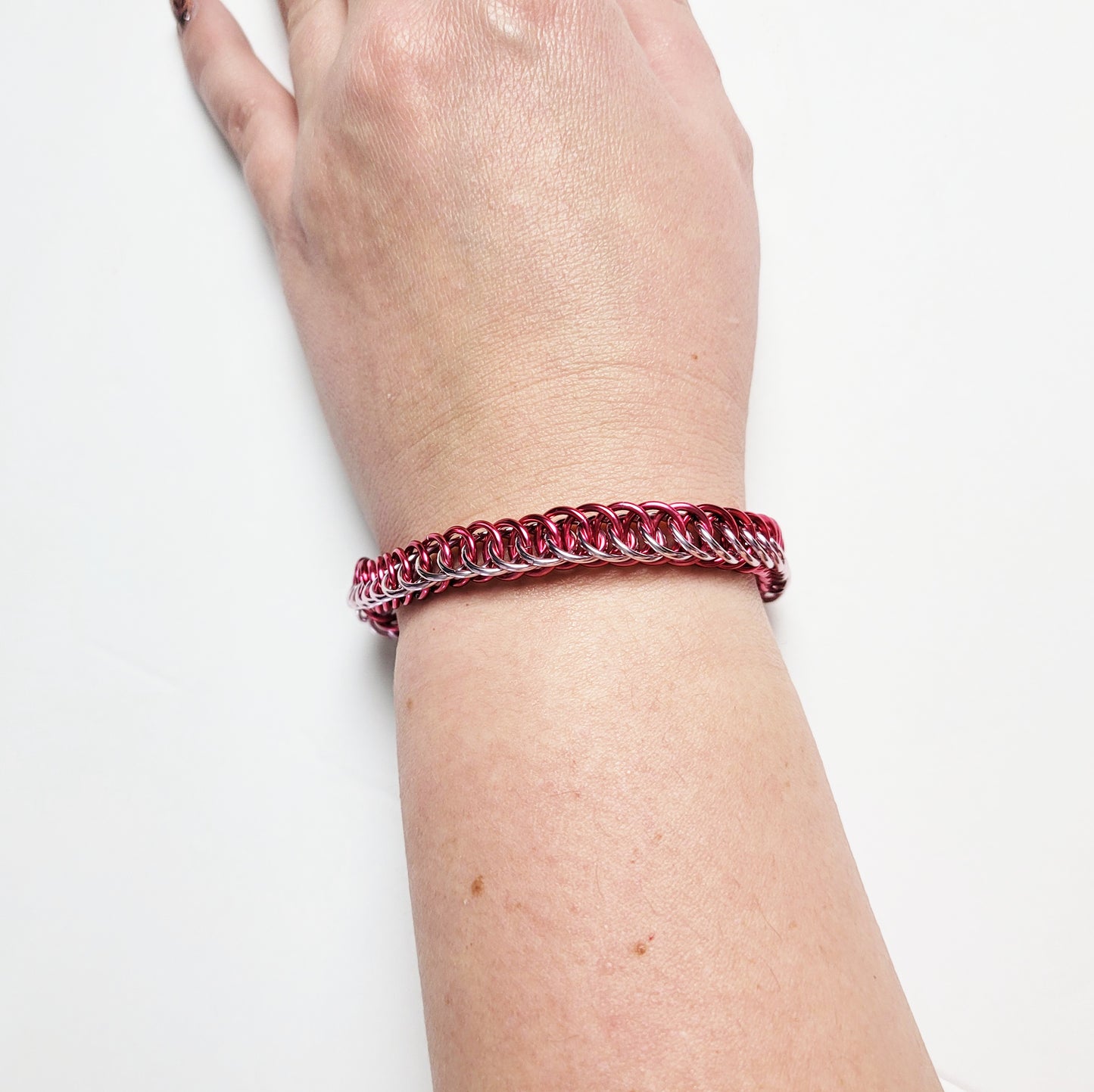 Linked in Pink Chainmail Bracelet