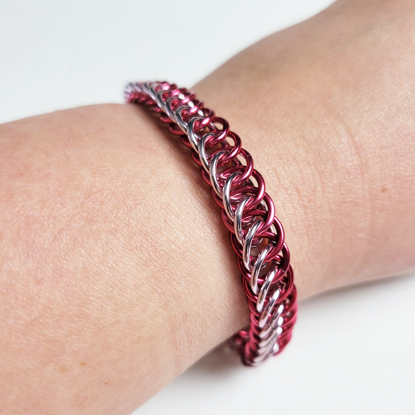Linked in Pink Chainmail Bracelet