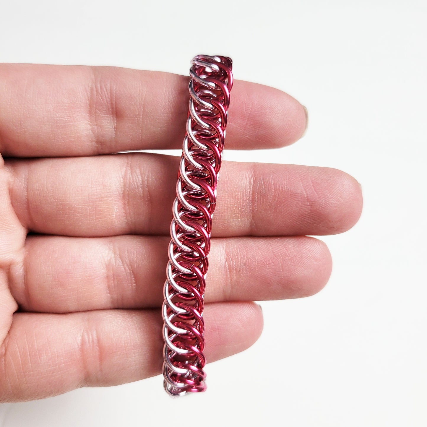 Linked in Pink Chainmail Bracelet