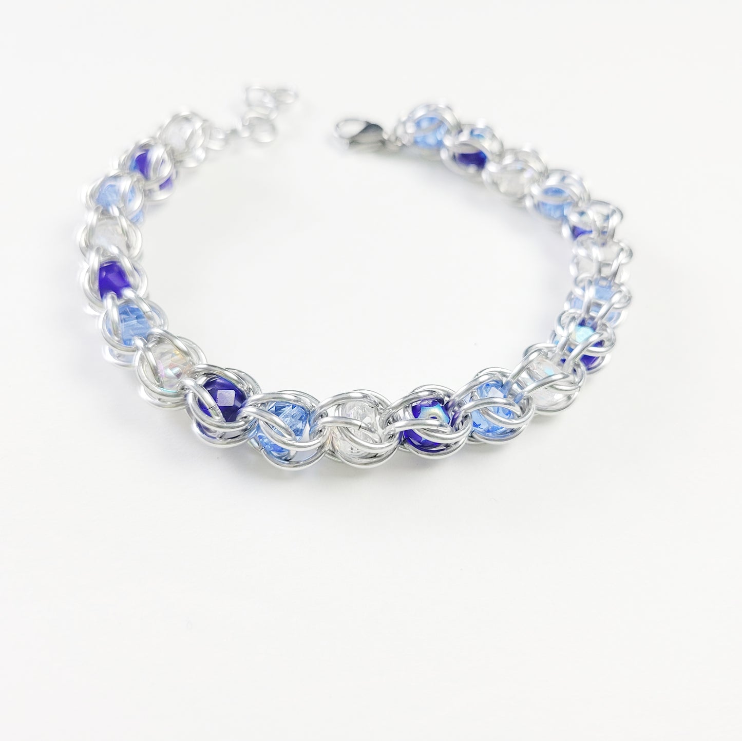 Captured Blue Chainmail Bracelet