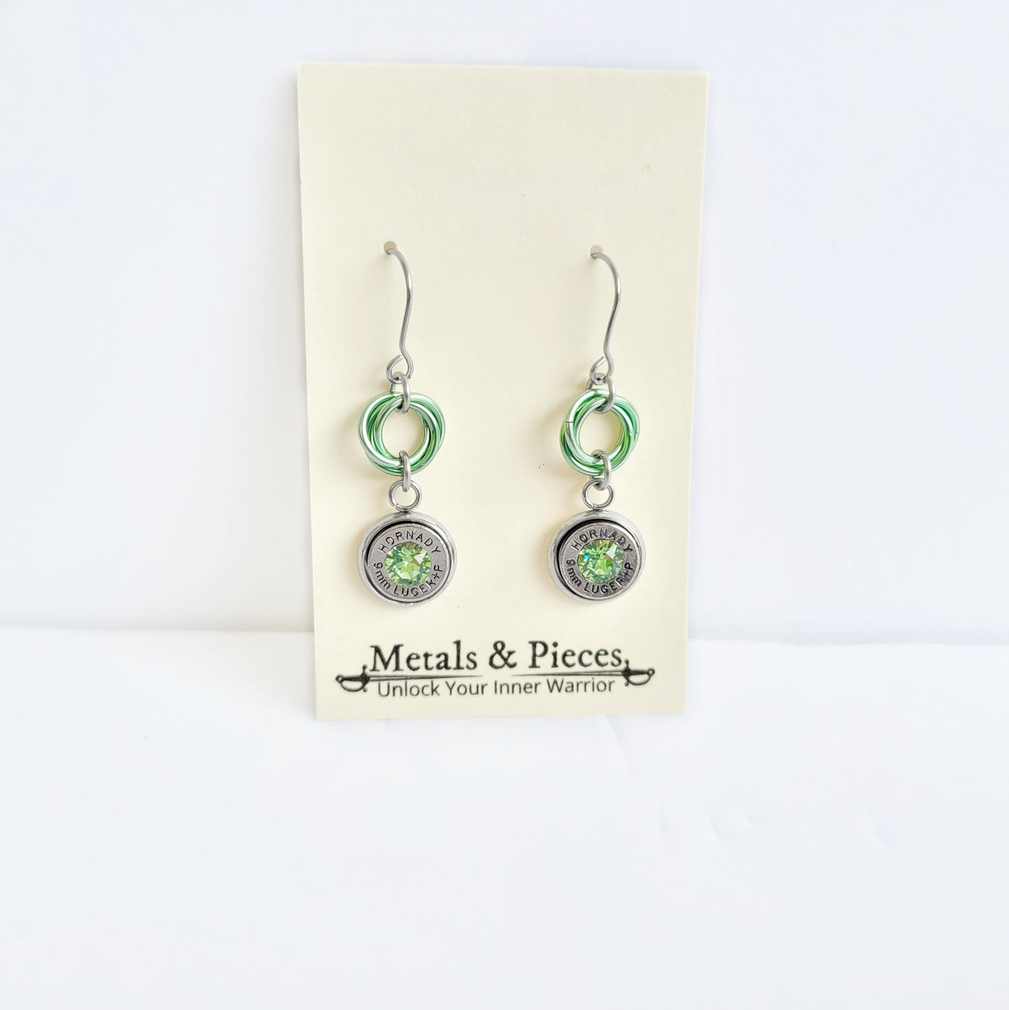 Peridot Bullet Swirl Earrings