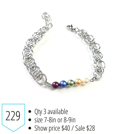 Color Drip Chainmail & Pearl Bracelet