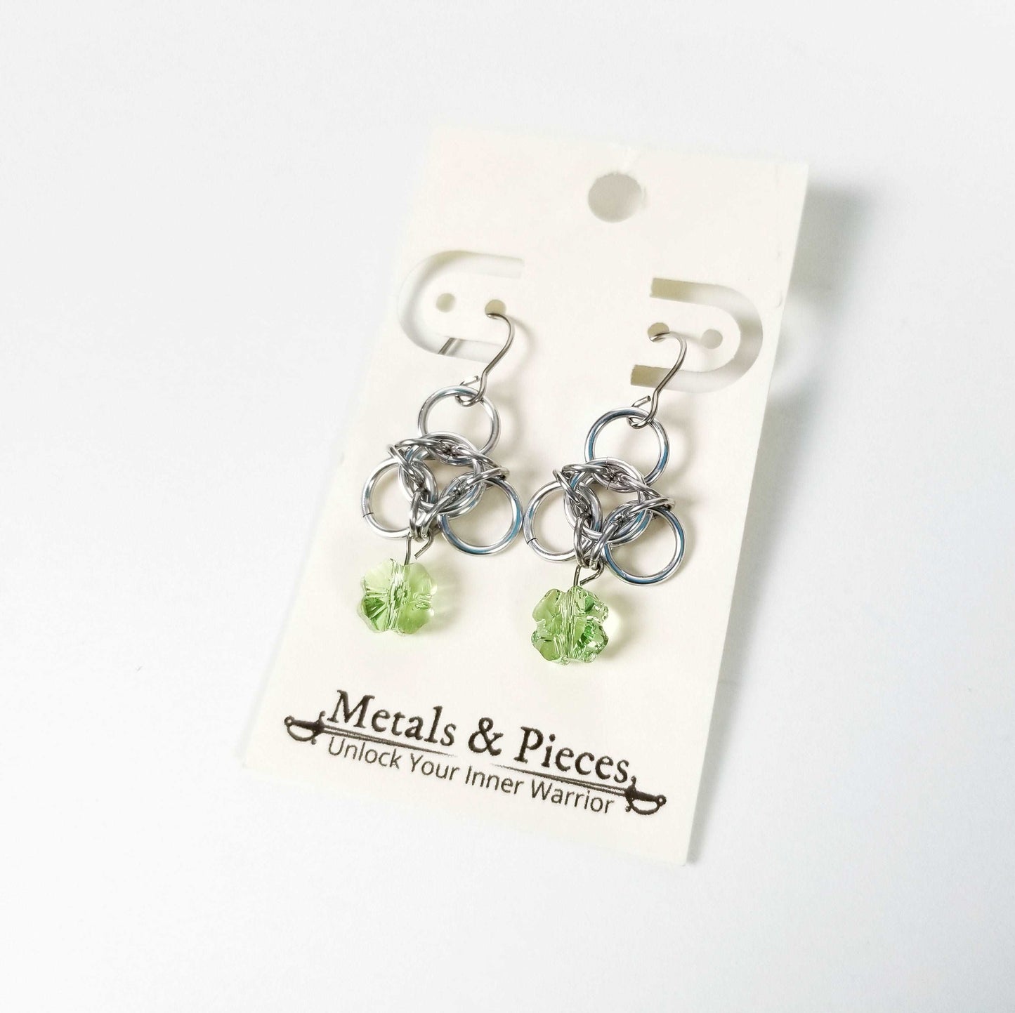 Chainmaille Trinity Earrings with Shamrocks