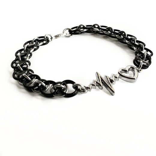 Thin White Line Bracelet - Heartbeat Bracelet