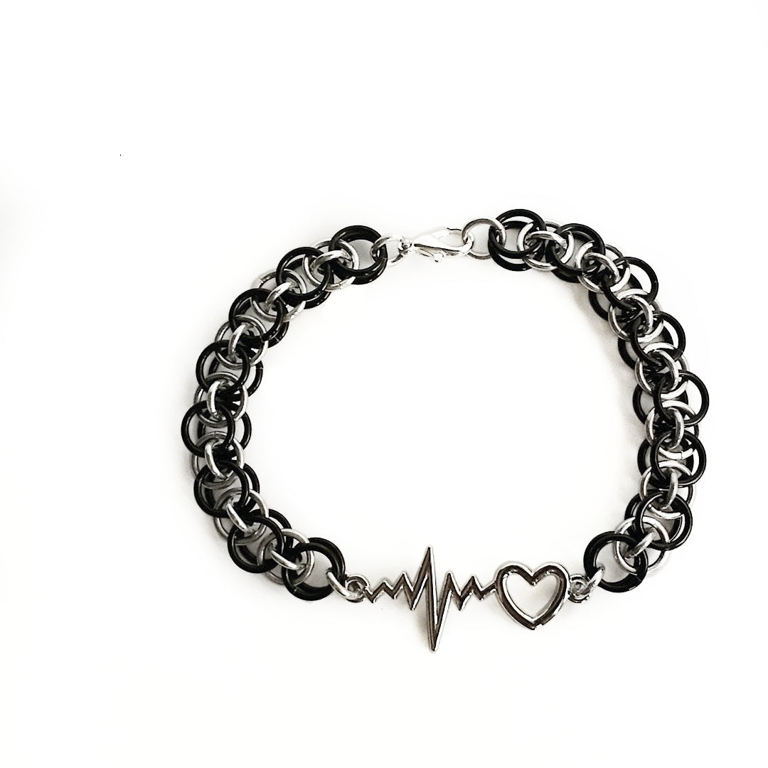 Thin White Line Bracelet - Heartbeat Bracelet