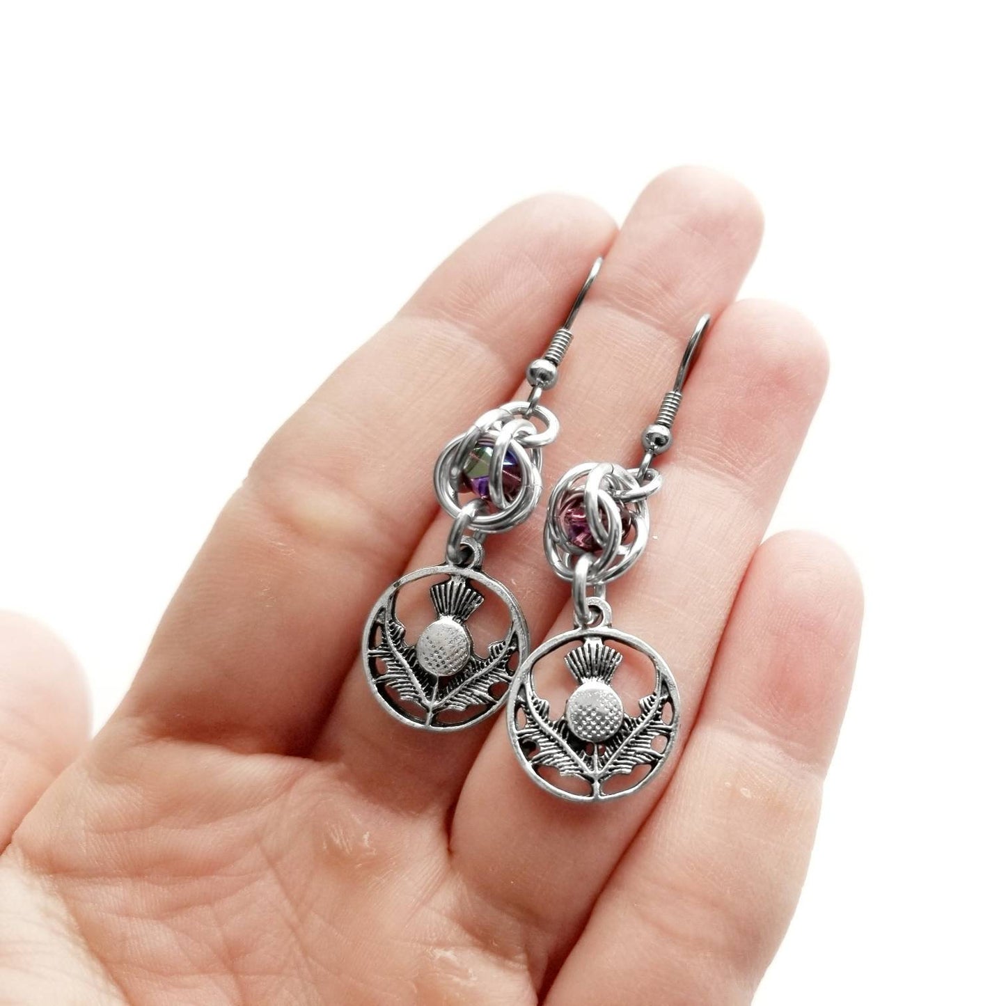 Thistle Earrings Captured Bead