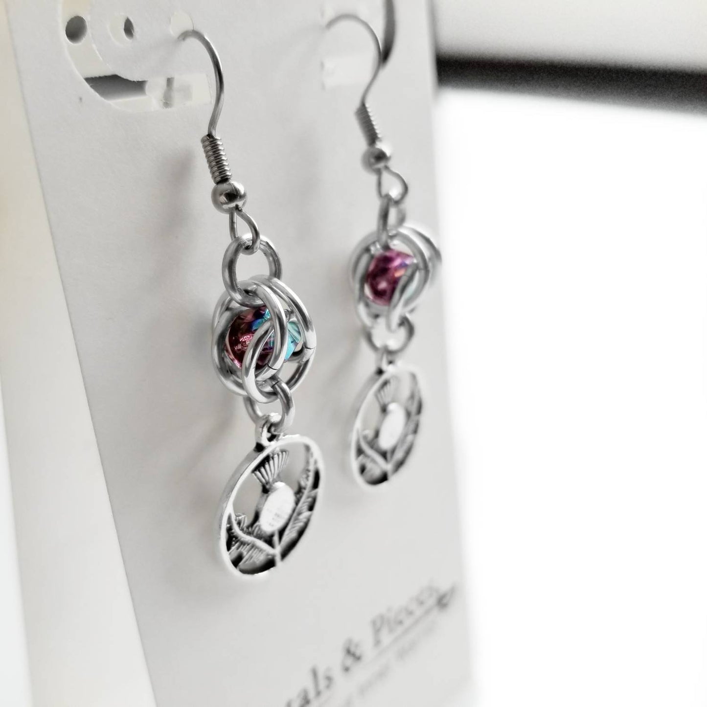 Thistle Earrings Captured Bead