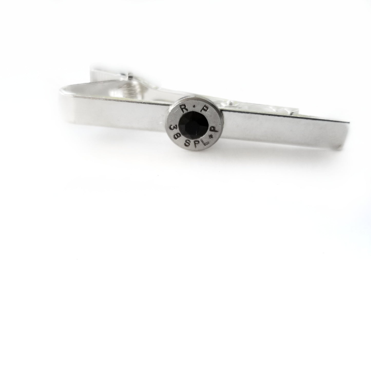 Silver Bullet Tie Clip with Crystal