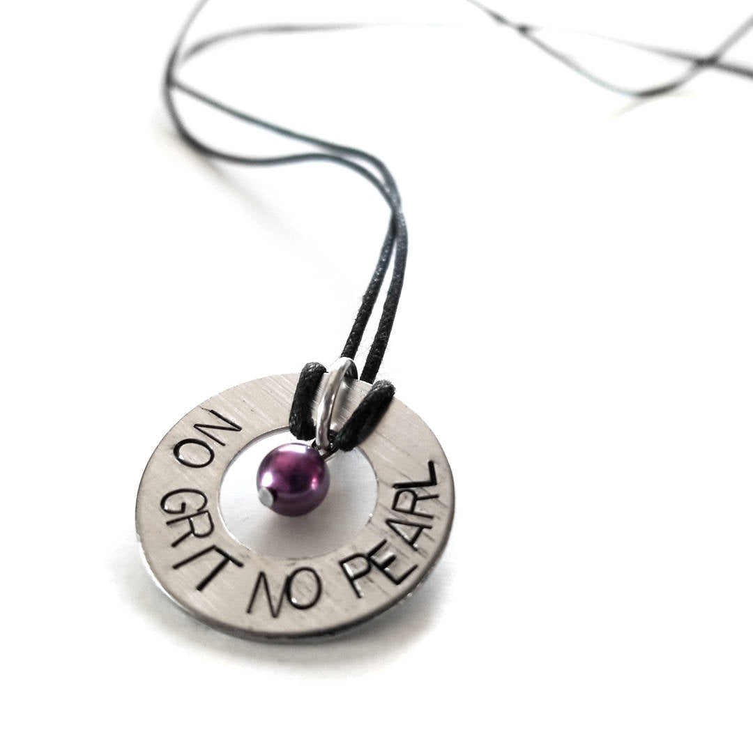 No Grit No Pearl Motivational Quote Necklace