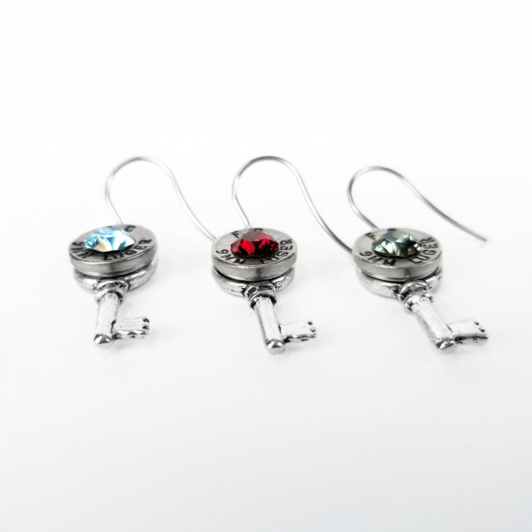 Tiny Key Bullet Earrings