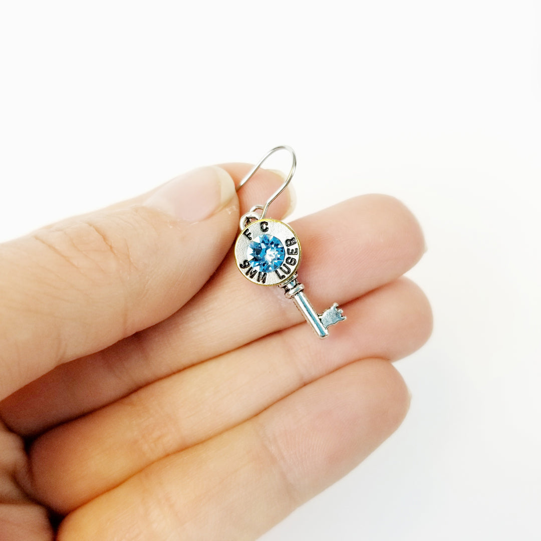 Tiny Key Bullet Earrings