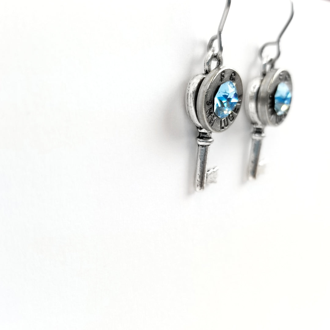 Tiny Key Bullet Earrings