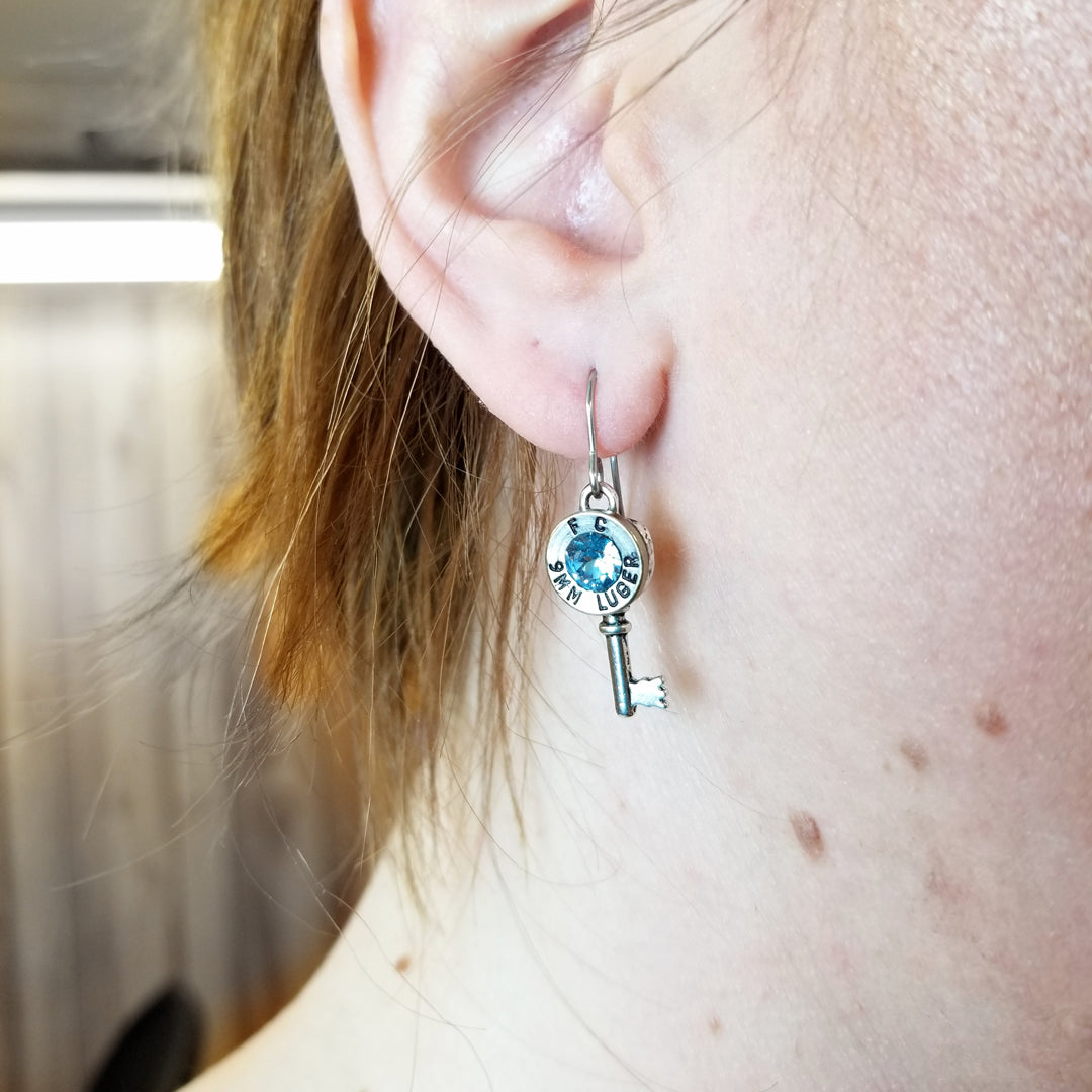 Tiny Key Bullet Earrings