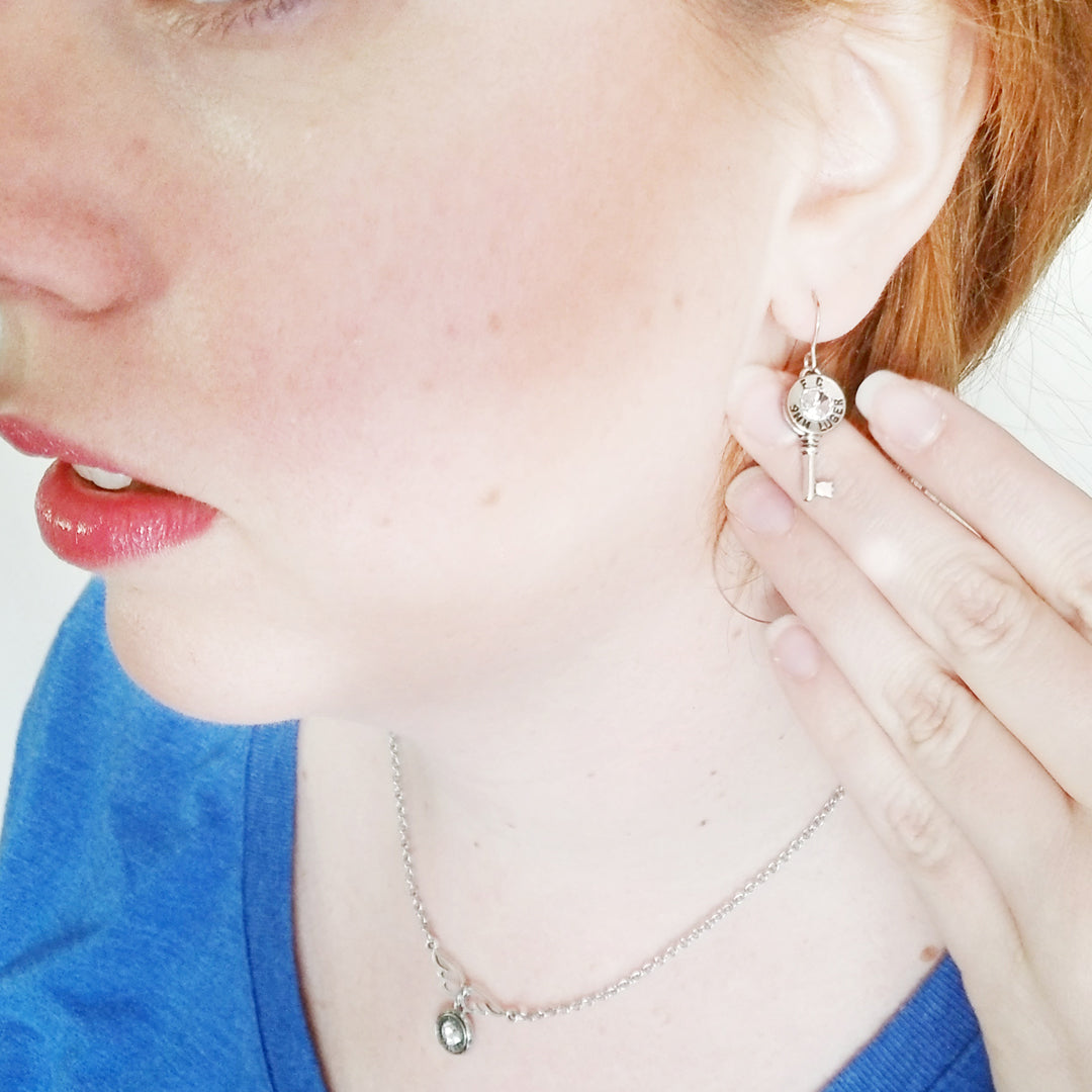 Tiny Key Bullet Earrings