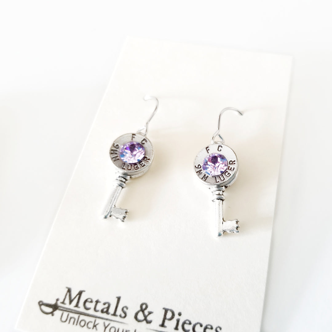 Tiny Key Bullet Earrings