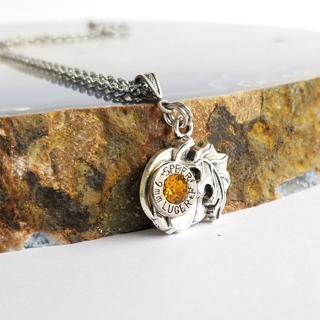 Pumpkin Necklace with Real Bullet Casing