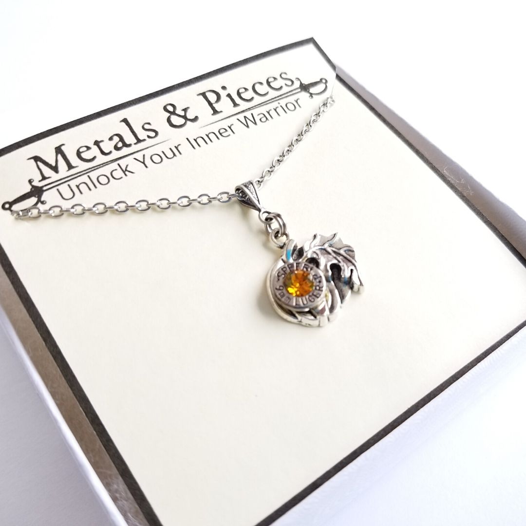 Pumpkin Necklace with Real Bullet Casing