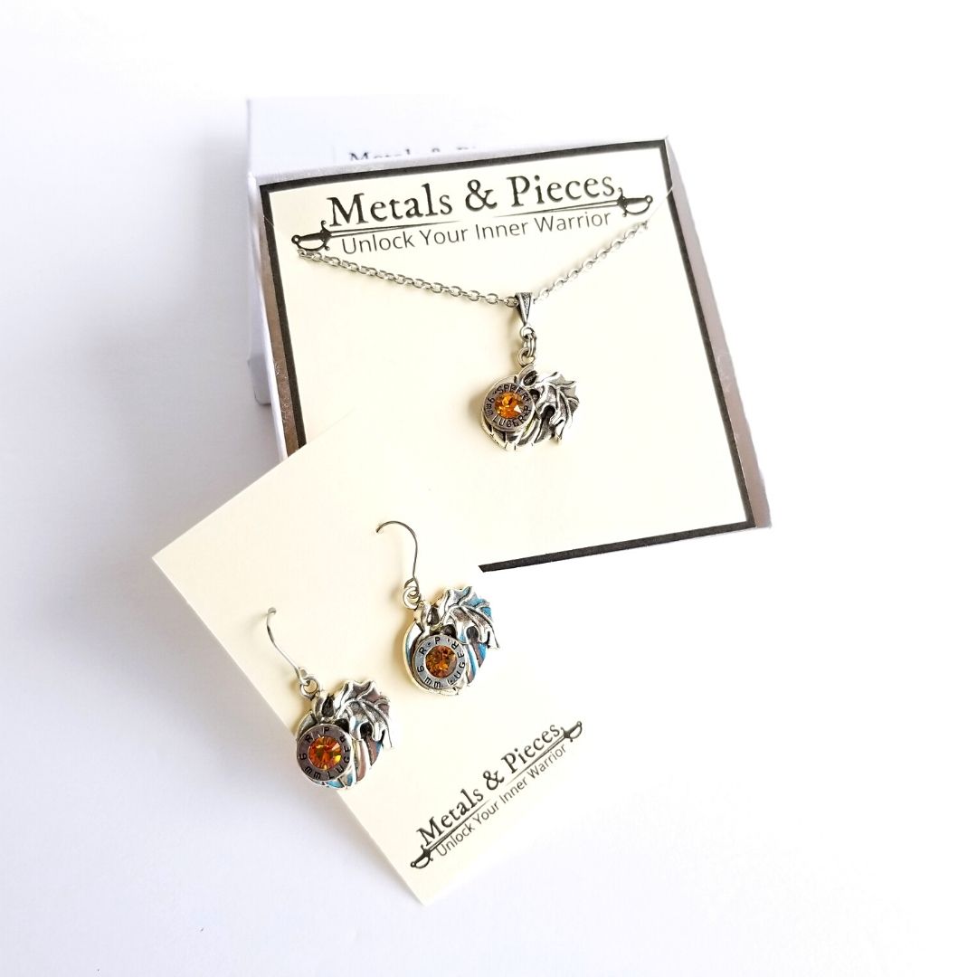 Pumpkin Necklace with Real Bullet Casing