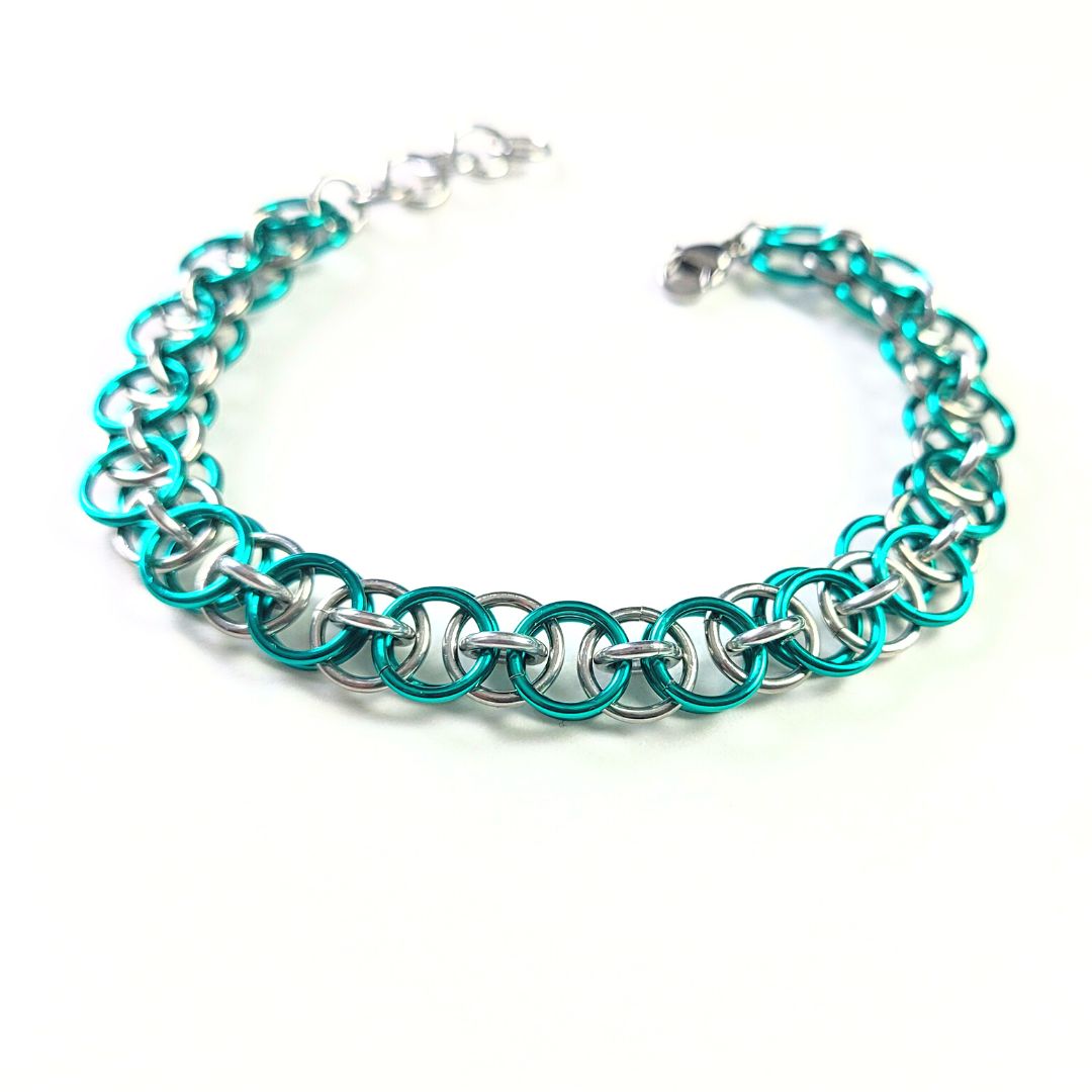 Teal Helm Chainmail Bracelet