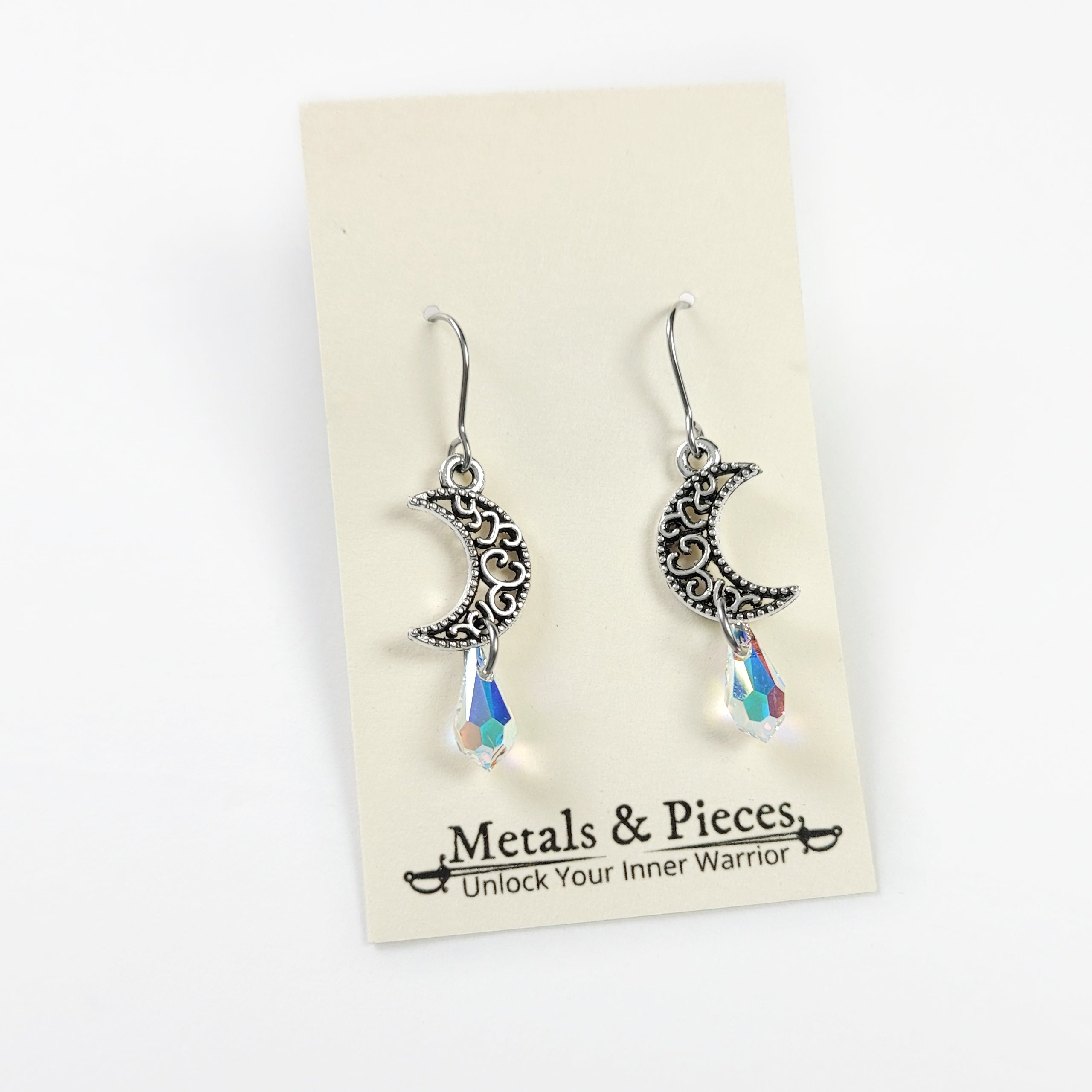 Crystal hot sale moon earrings