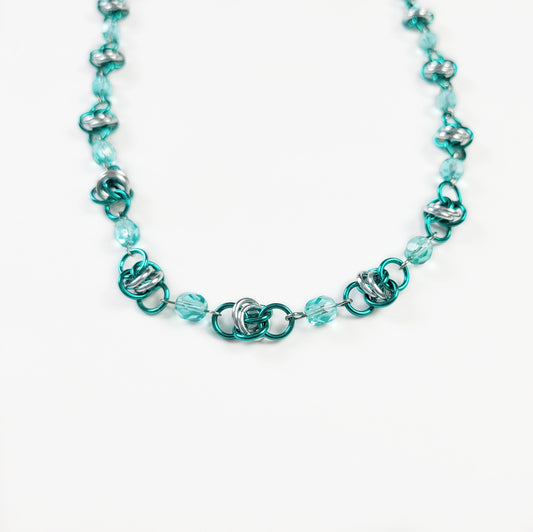 Teal Crystal Chainmail Necklace