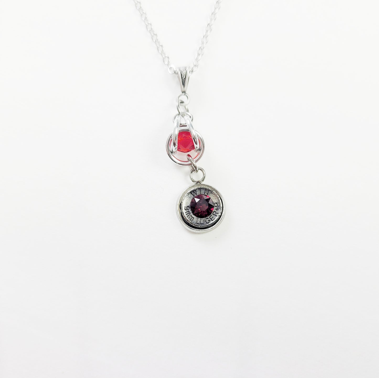 Garnet Captured Bullet Necklace