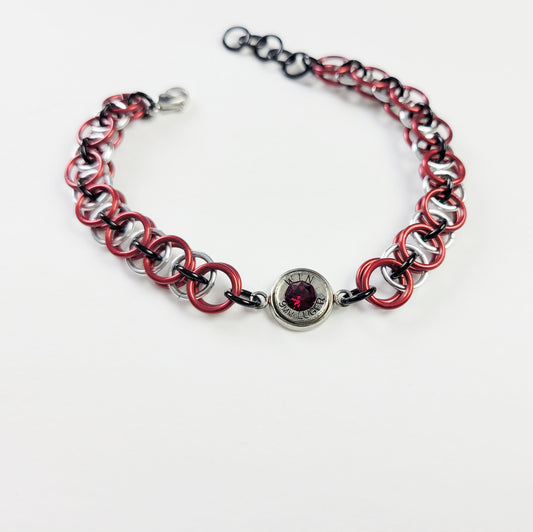 Chainmail Bullet Bracelet in Garnet