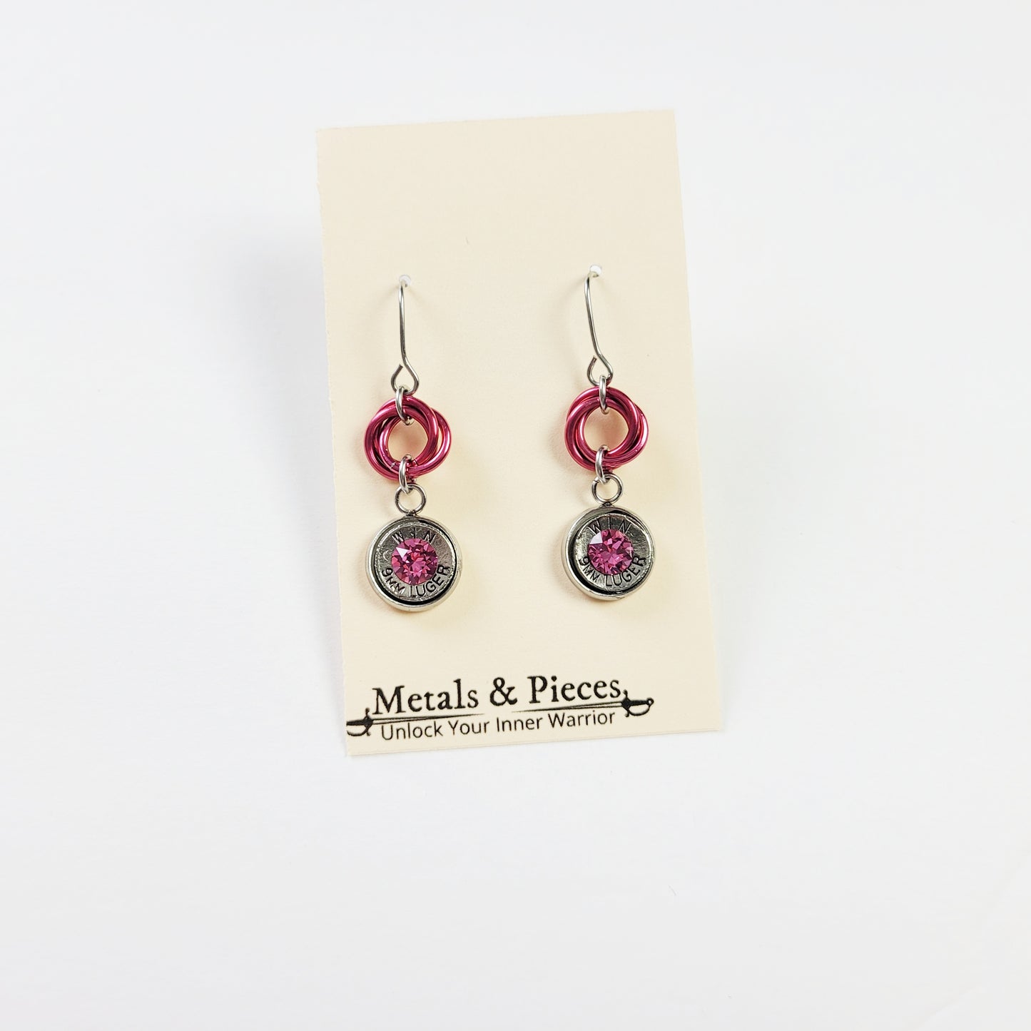 Pink Bullet Drop Earrings