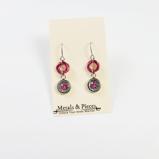 Pink Bullet Drop Earrings