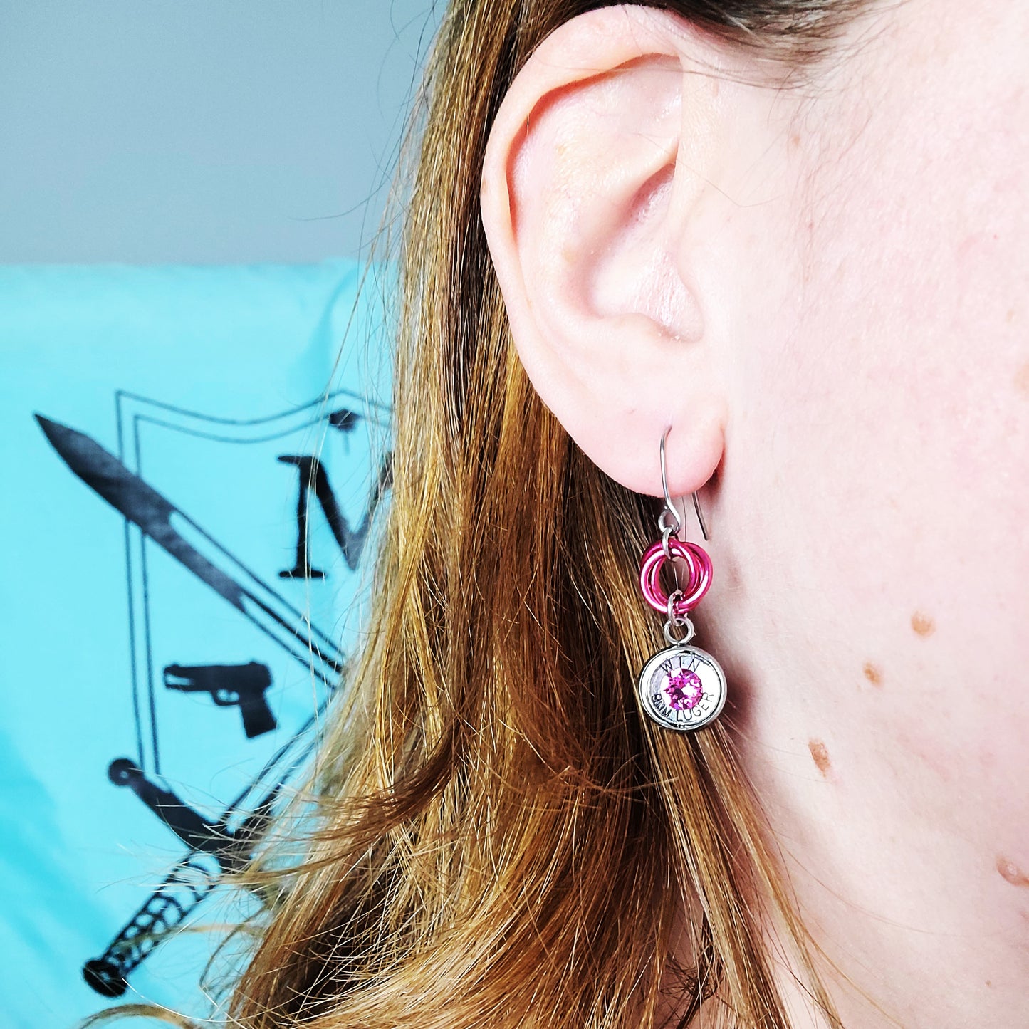 Pink Bullet Drop Earrings