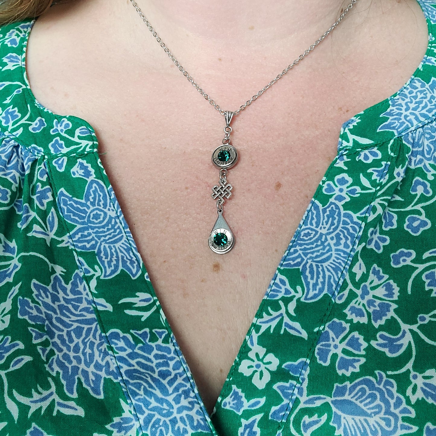 Mini Celtic Knot Emerald Necklace