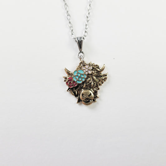 Summer Highland Cow Necklace