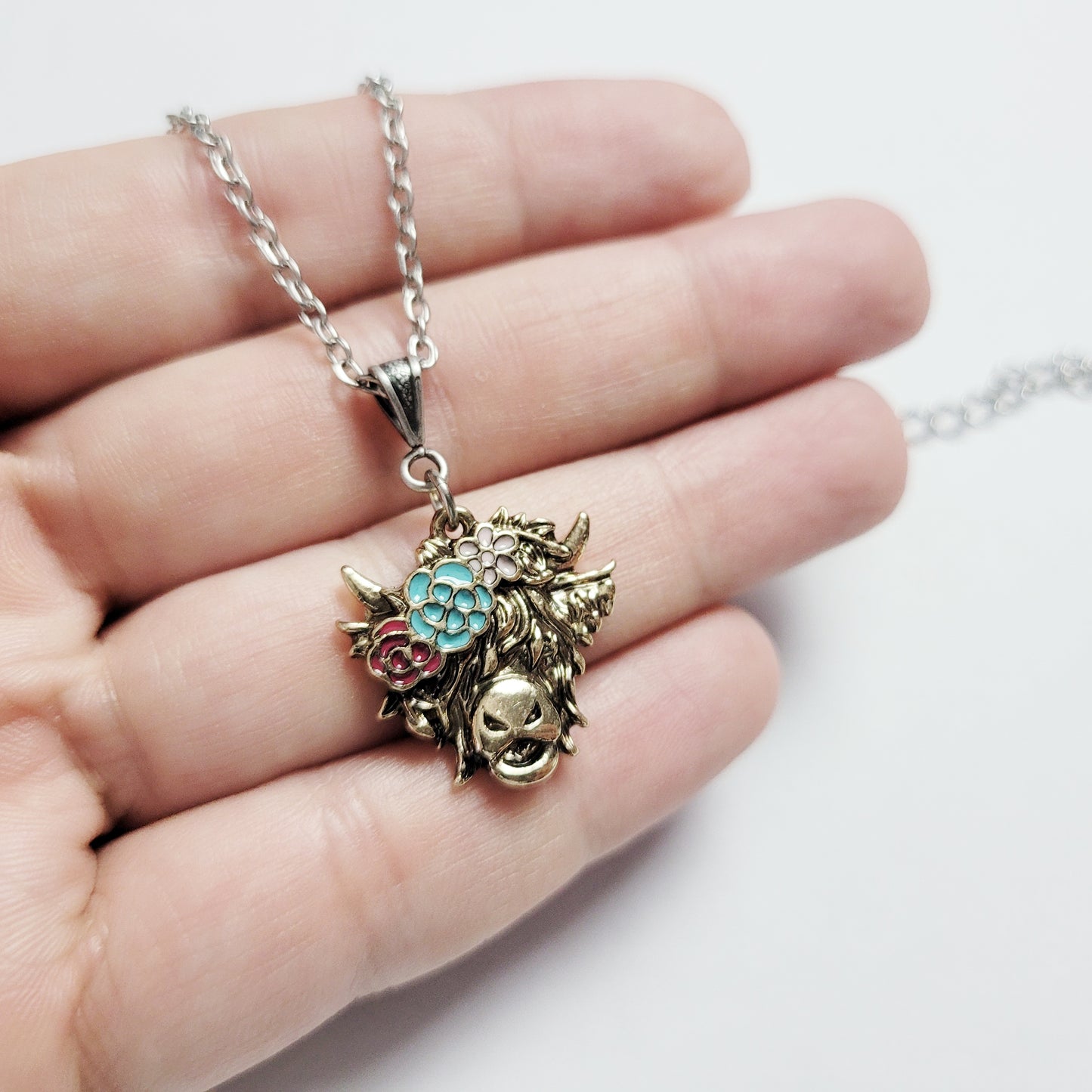 Summer Highland Cow Necklace