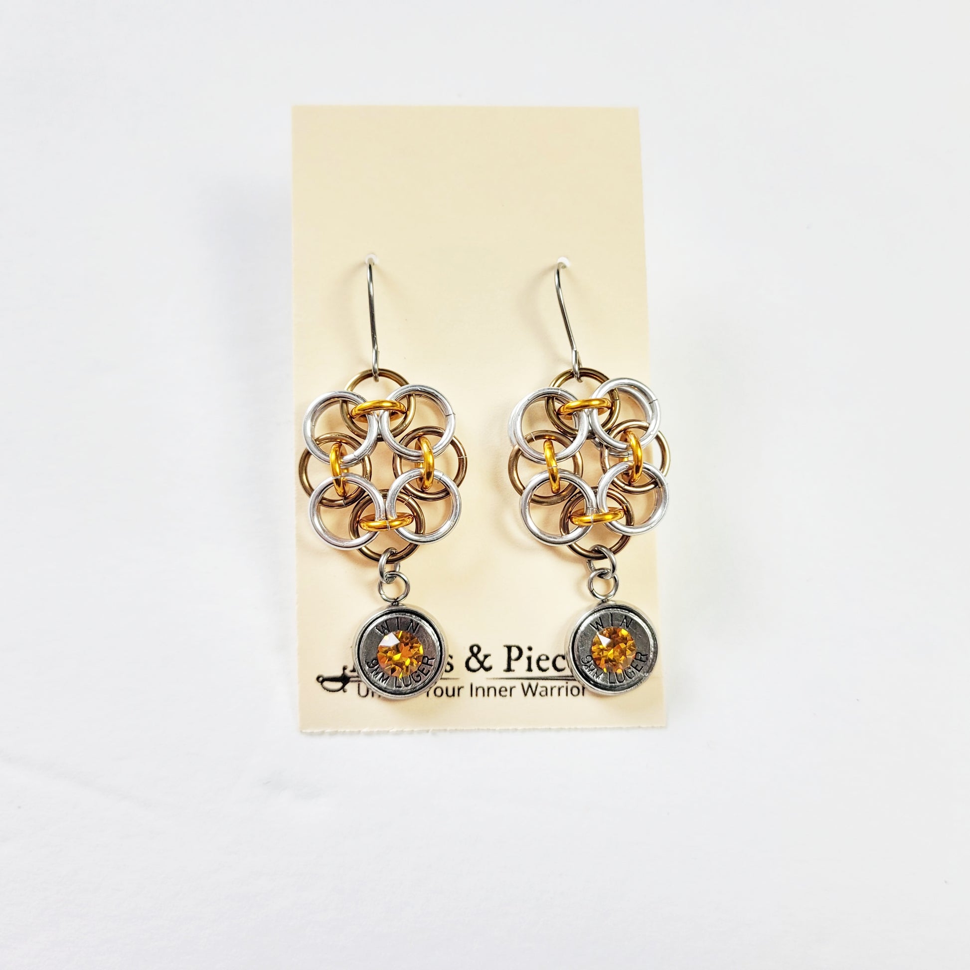 Pumpkin Pie Earrings with 9mm casing and topaz crystal