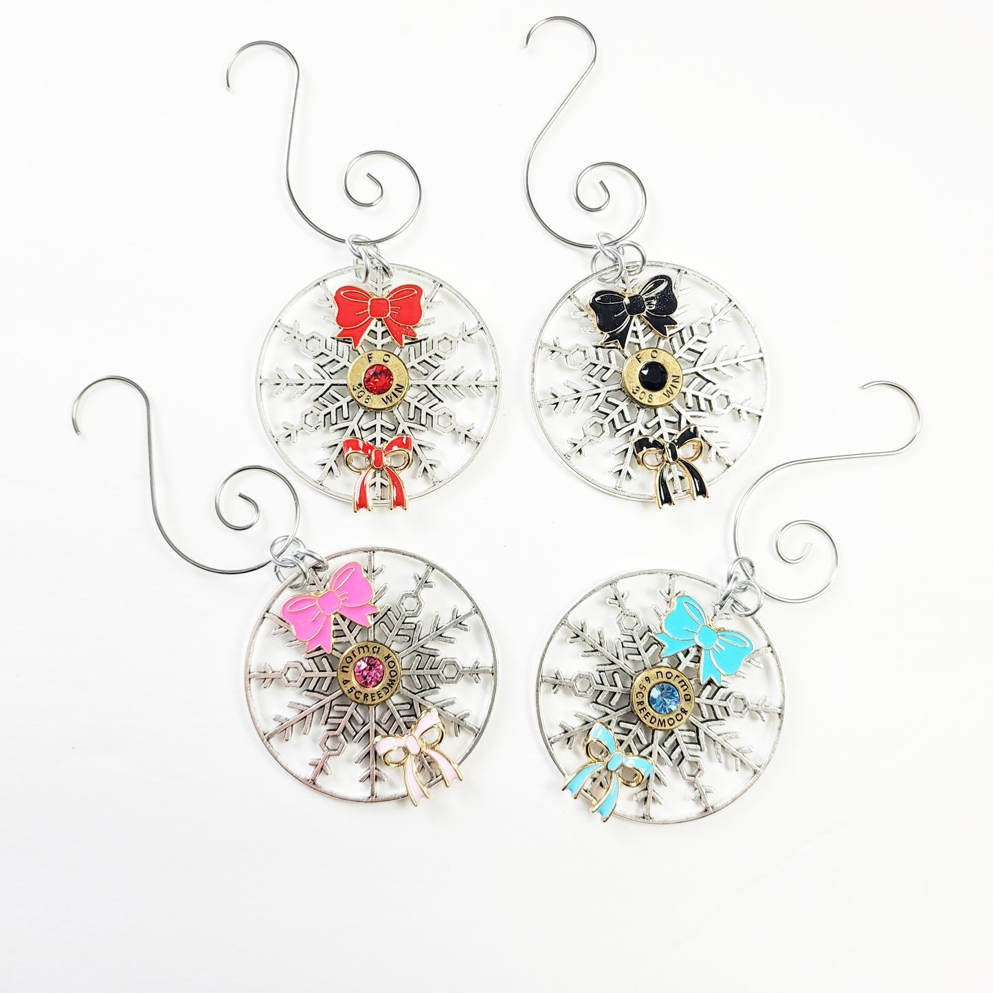 Real bullet casing ornament in pink, red, black, or blue