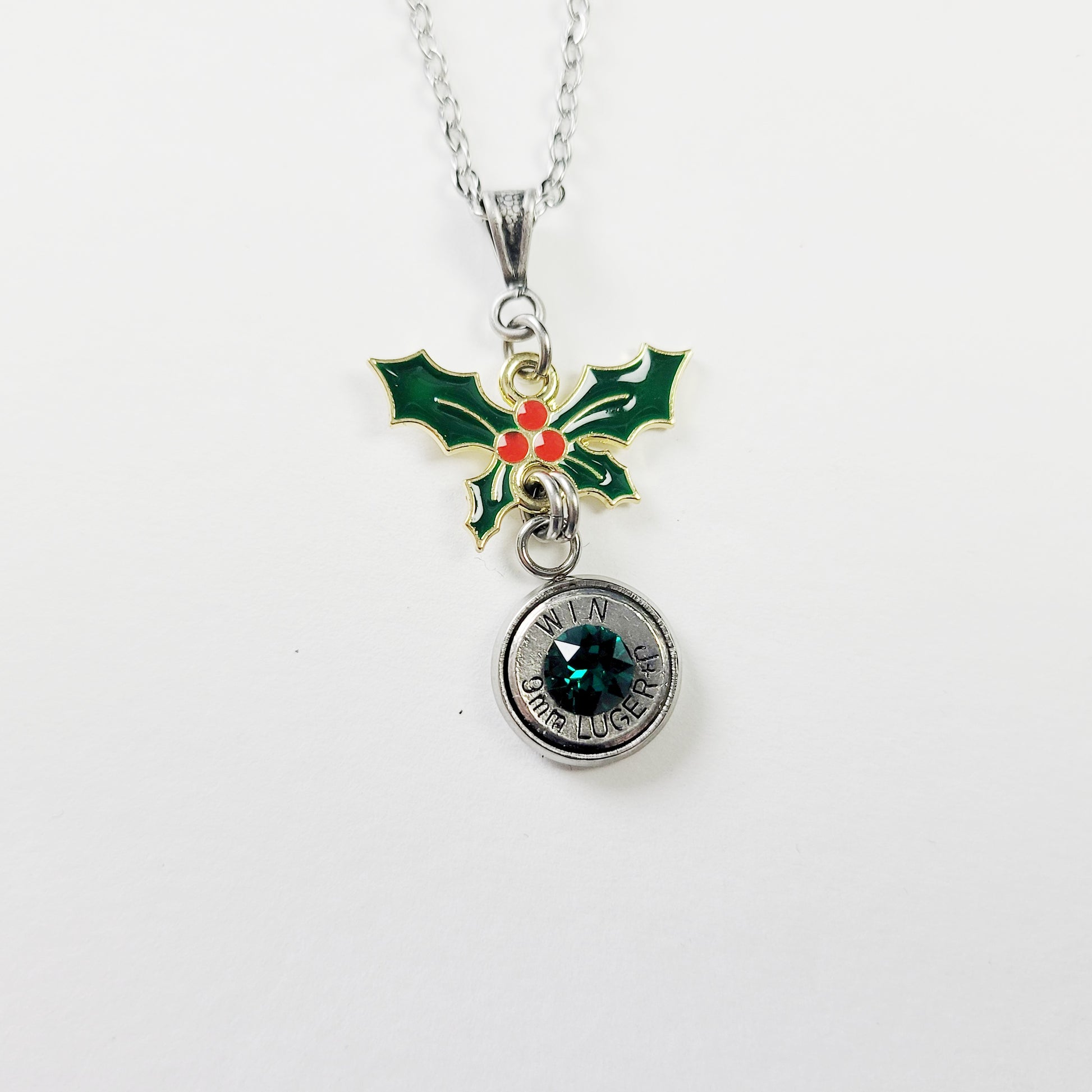 Country glam holiday necklace with stainless steel chain