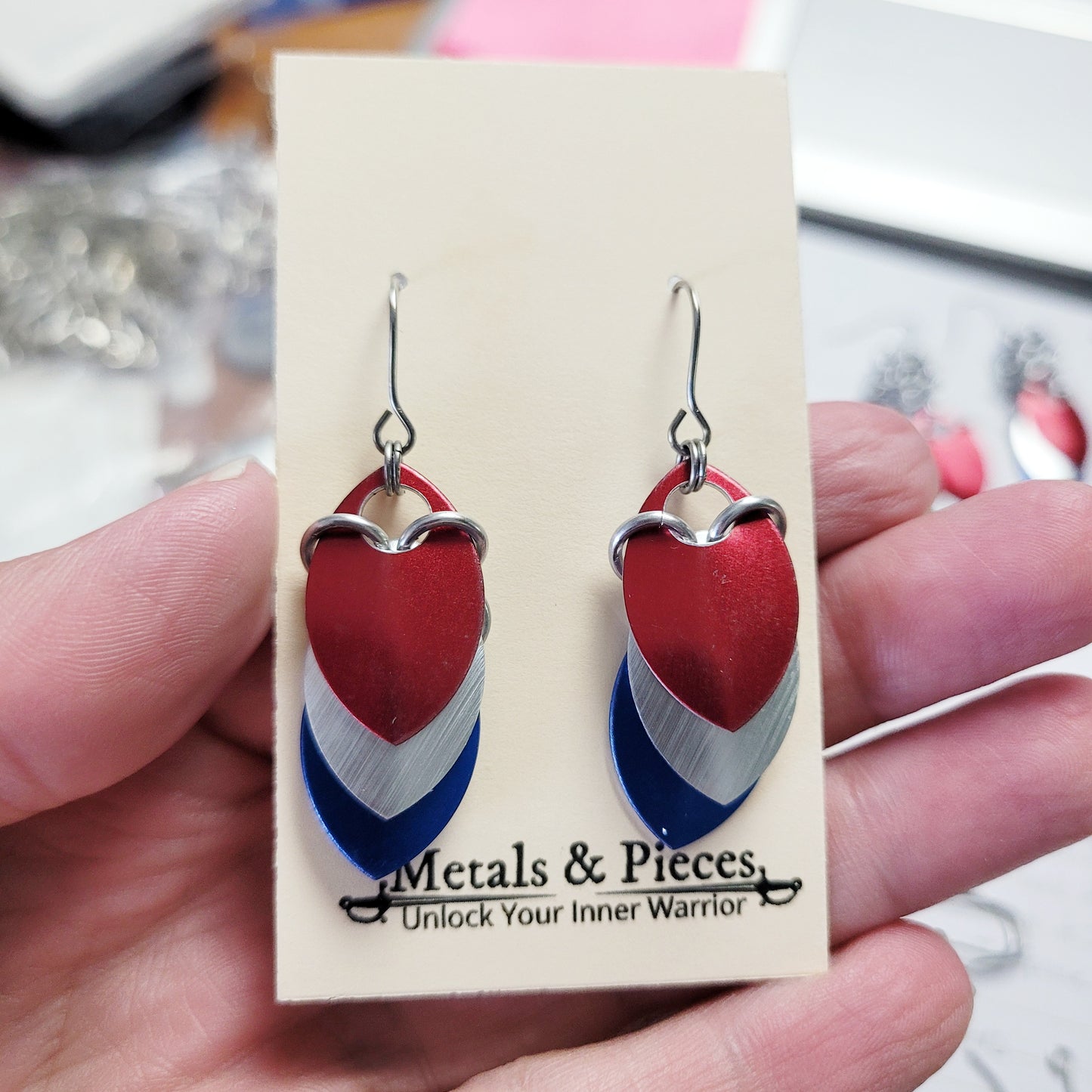 Red White & Blue Scale Earrings