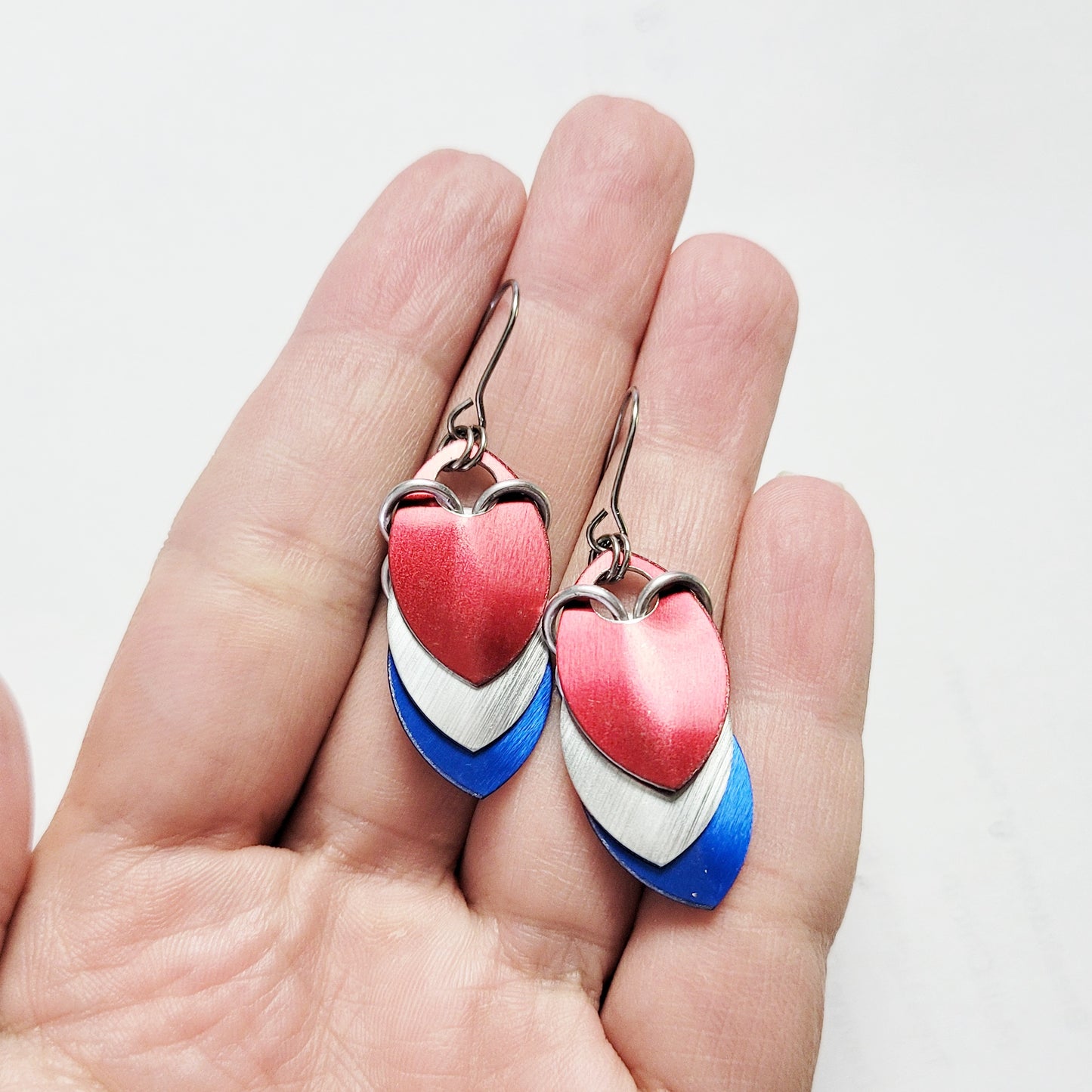 Red White & Blue Scale Earrings
