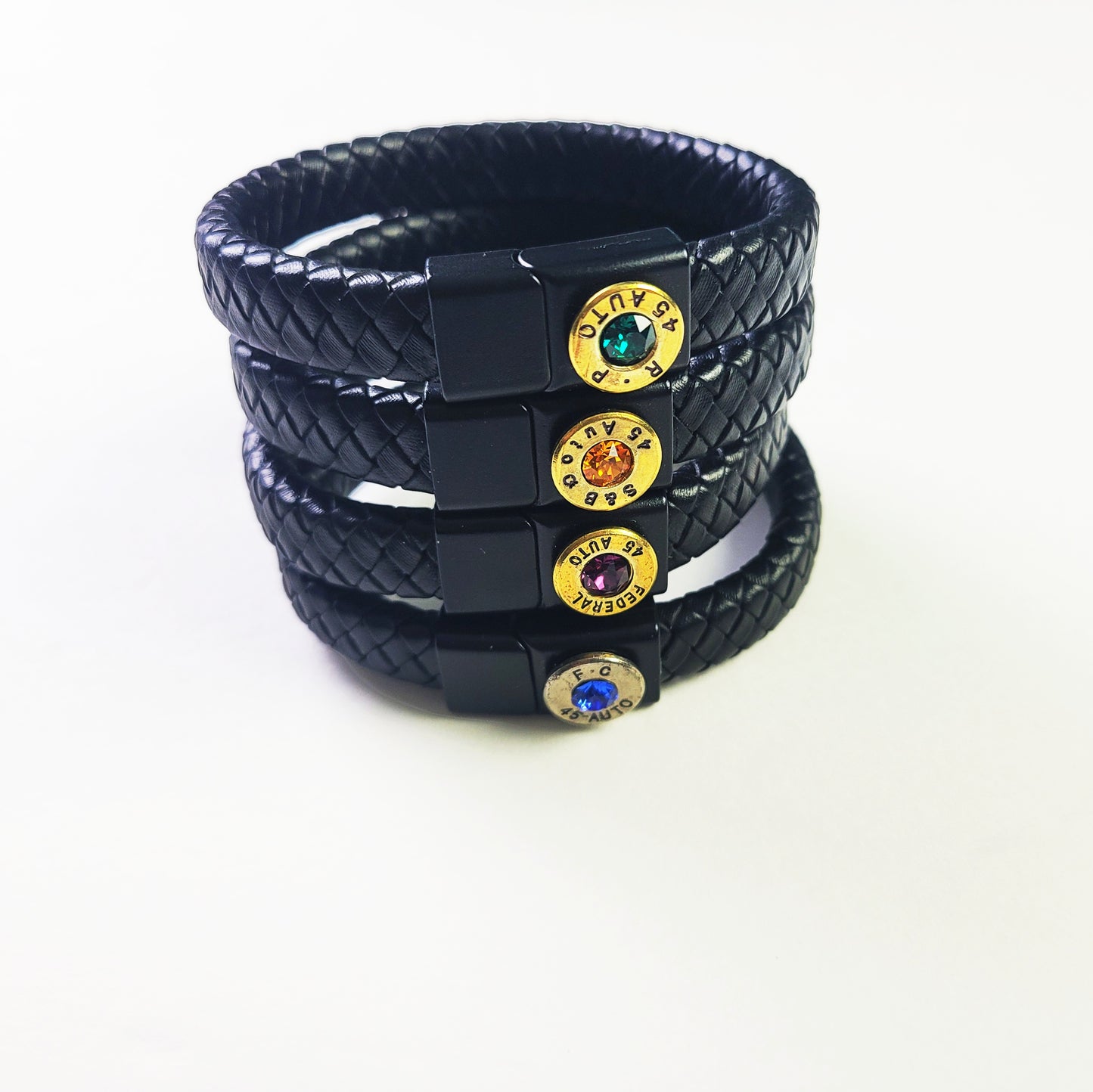 Black Legacy Leather Bullet Bracelet