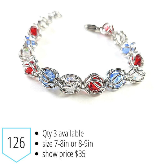 Red White & Blue Chainmail Bracelet