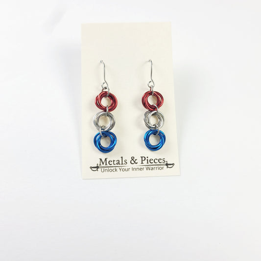 Red, White & Blue Swirls Earrings