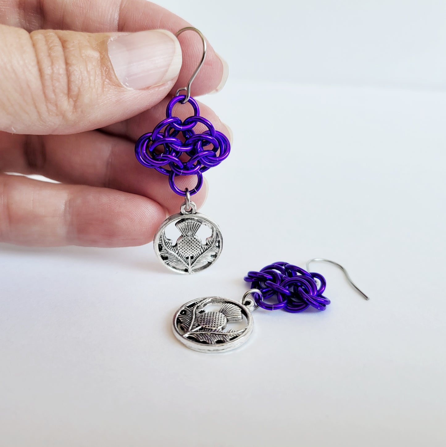 Thistle Chainmail Earrings