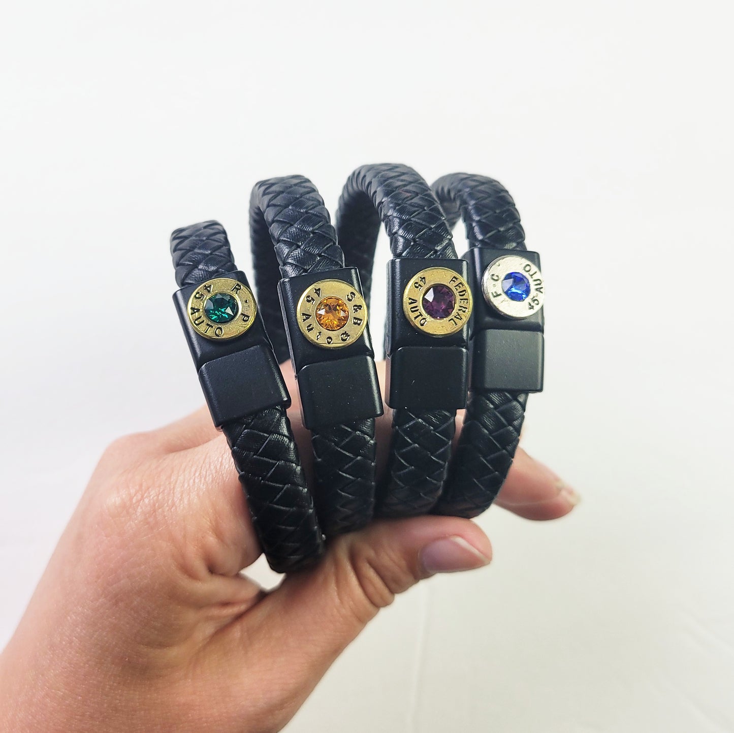 Black Legacy Leather Bullet Bracelet