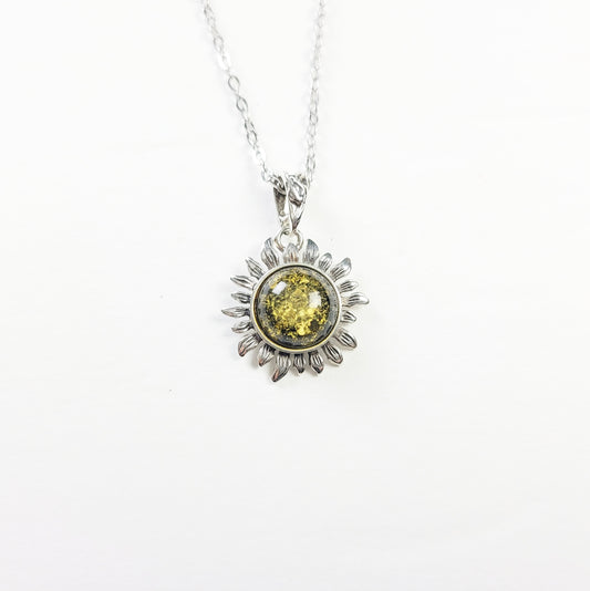 Amber Sunflower Necklace
