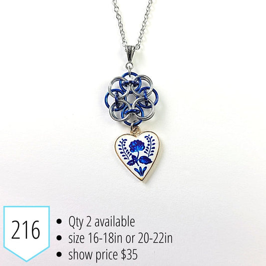 Blue & White Heart Necklace