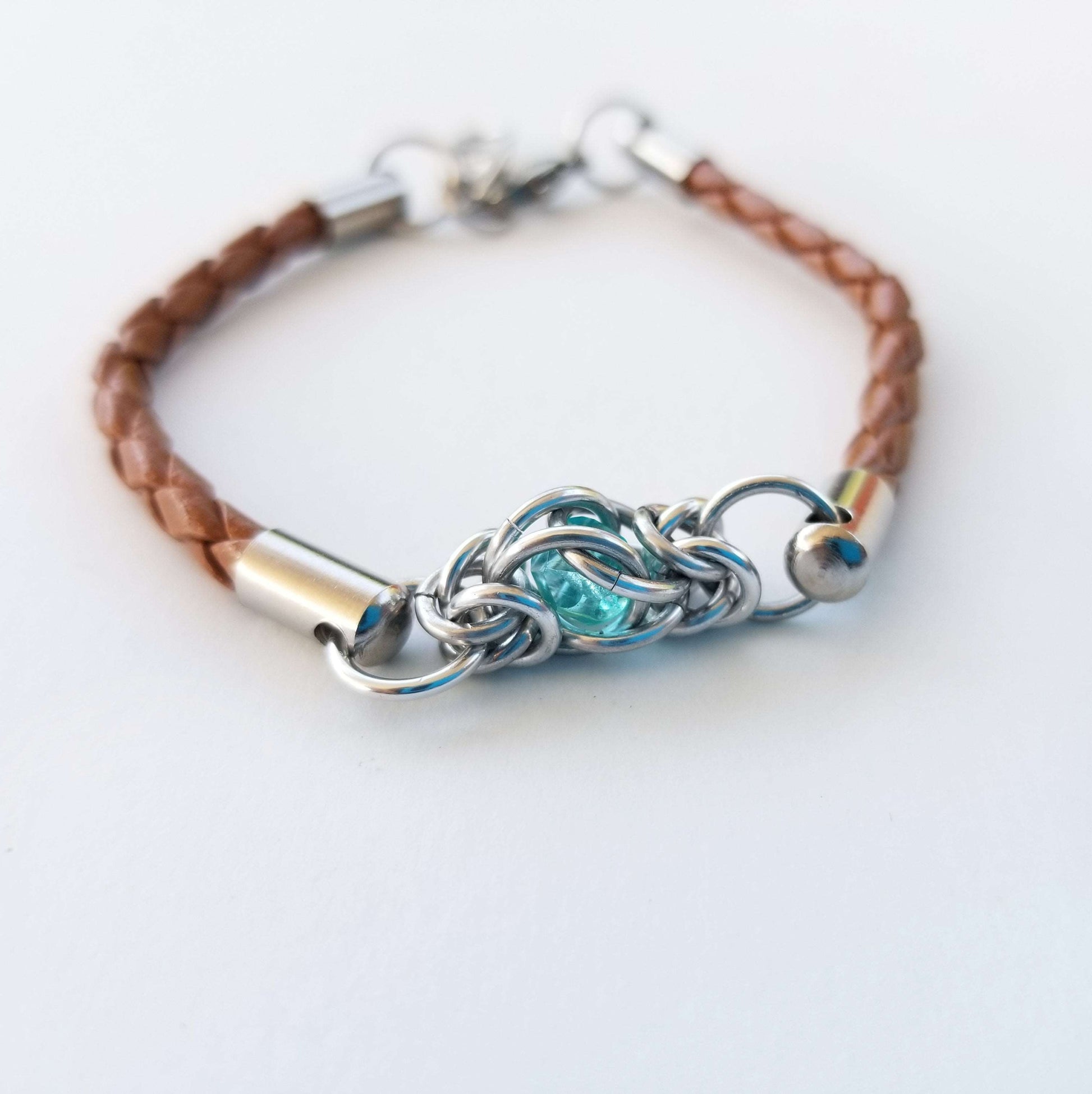 Chainmaille Leather Bracelet