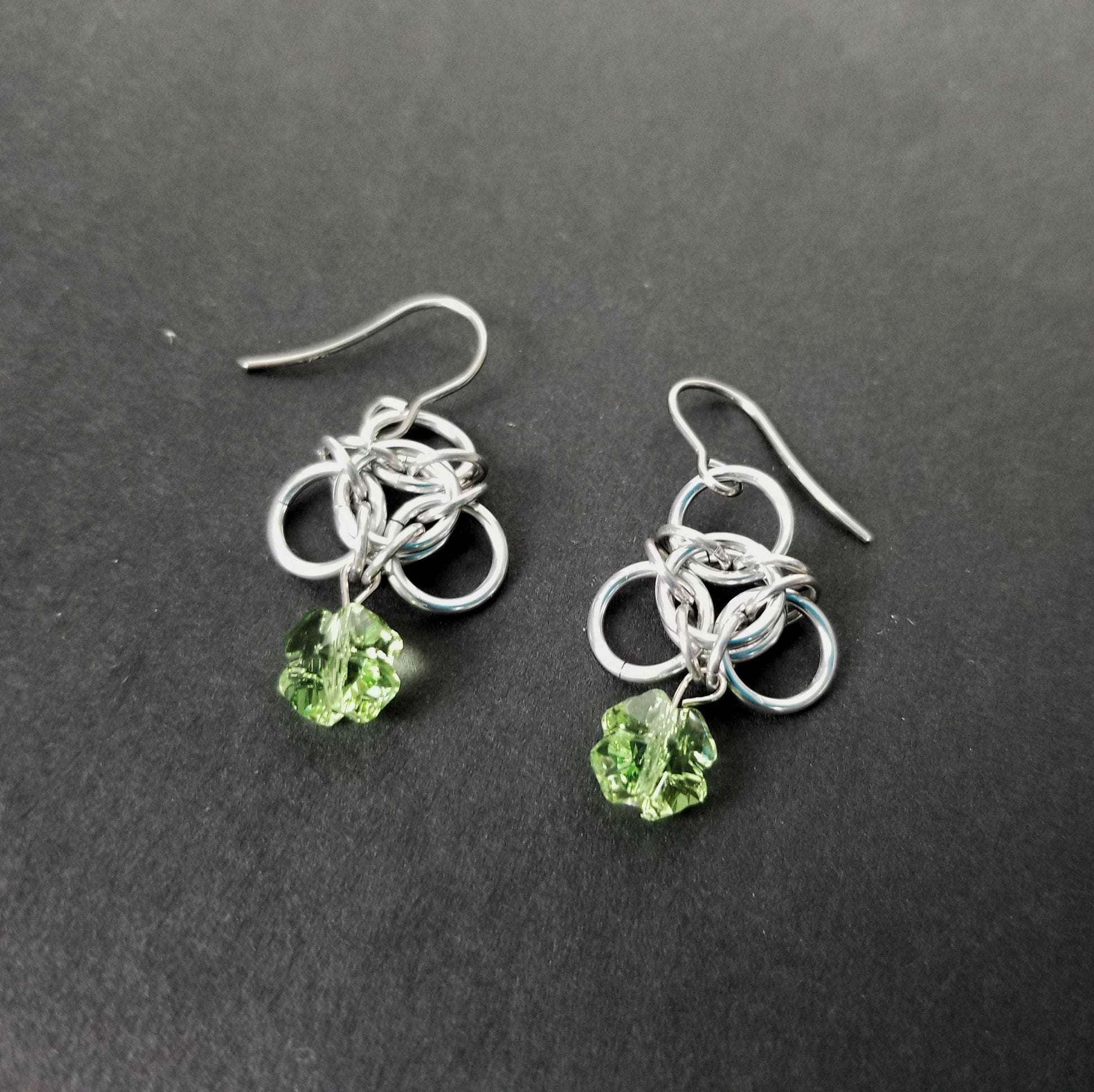 Chainmaille Trinity Earrings with Shamrocks